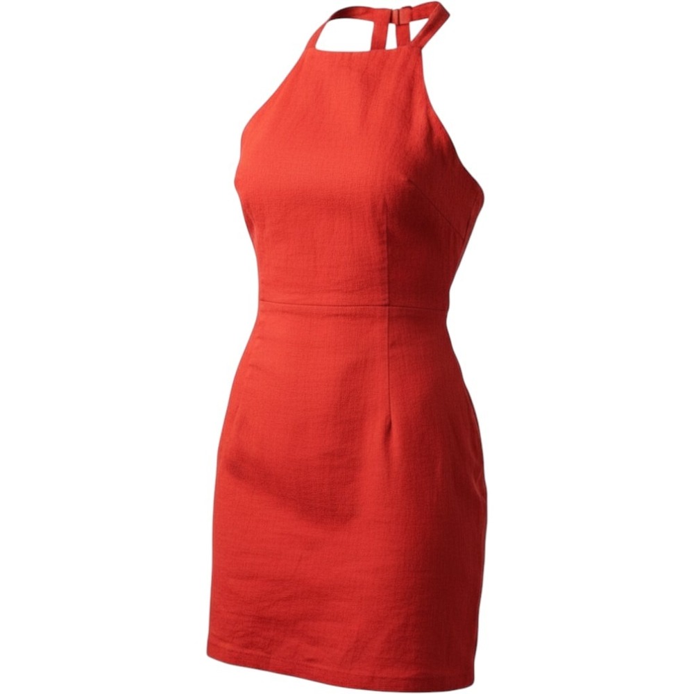 Halter size 0 Mini dress Cotton Linen Blend New Sleeveless ASOS DESIGN red